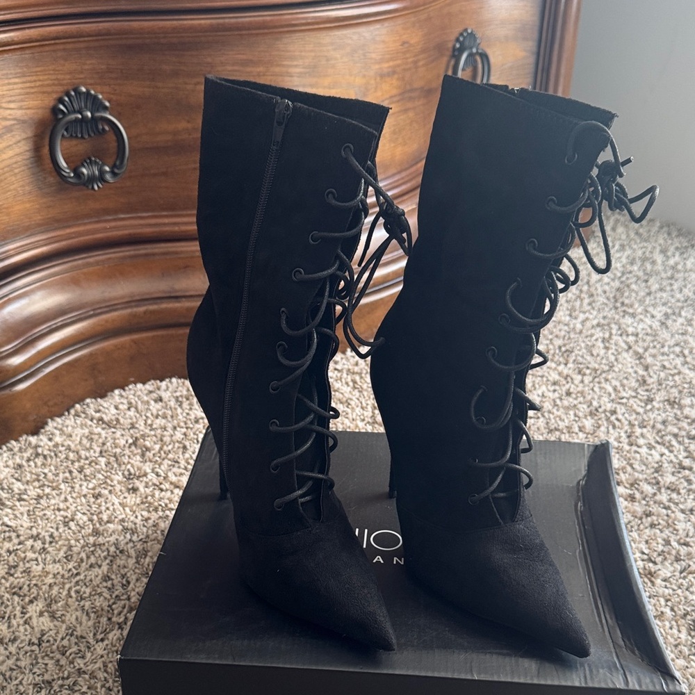 Fashion Nova Black Lace-Up Boots